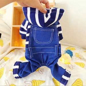 Striped denim romper